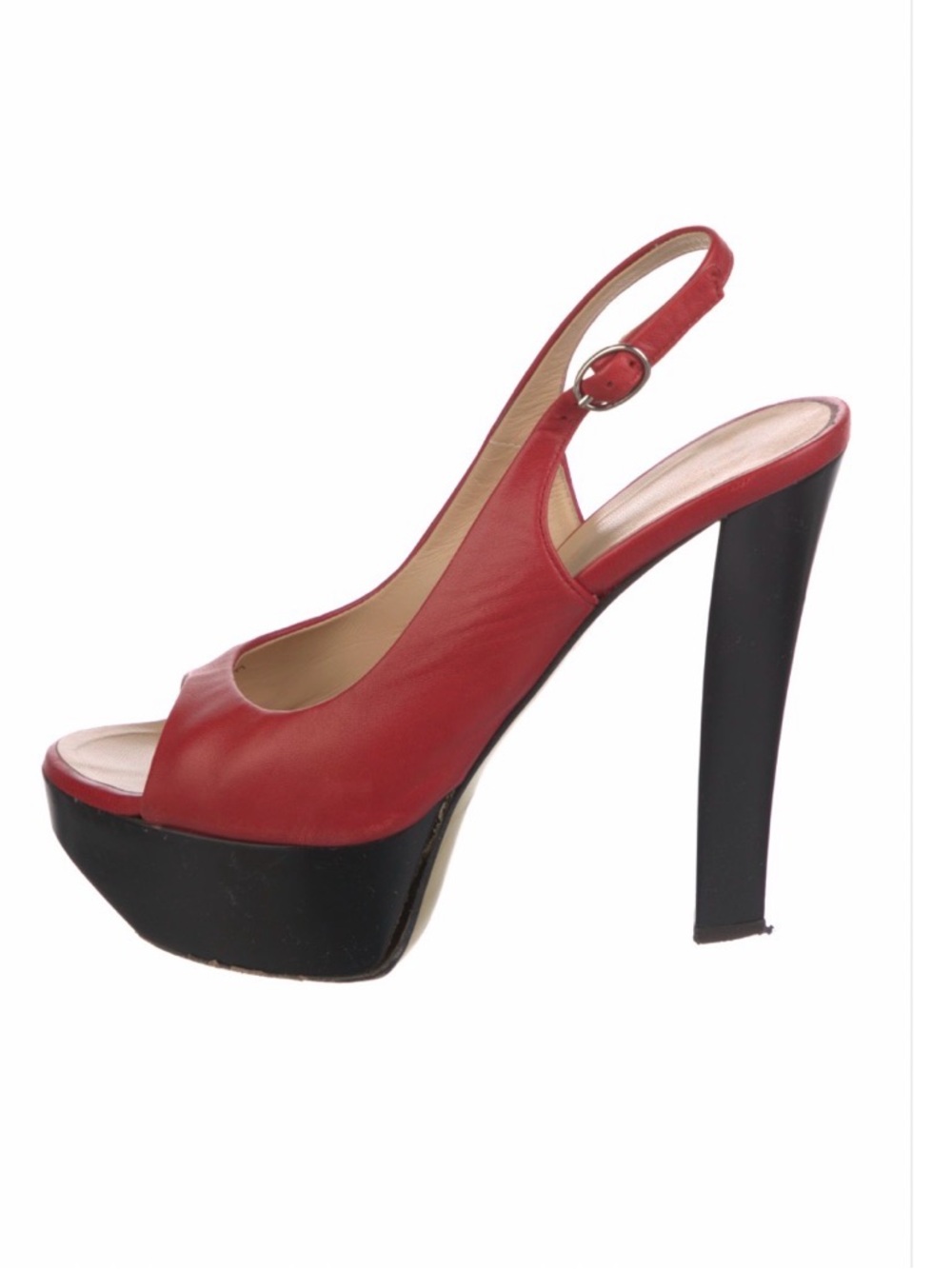 Giuseppe Zanotti Red Leather Slingback Platform Sandal
